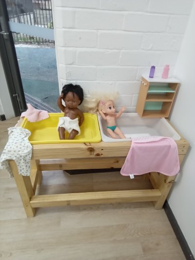 Baby bath play activity at Buninyong Childcare Centre